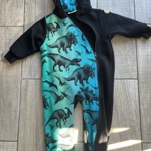 LennyLamb fleece romper size 98 (3t) Jurassic Park print. EUC